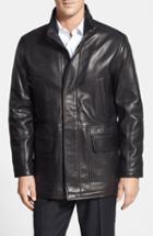 Men's Cole Haan Lambskin Leather Car Coat - Black
