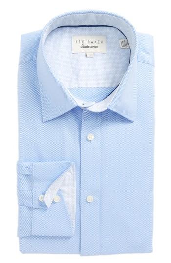Men's Ted Baker London Endurance Trim Fit Dobby Dress Shirt 34/35 - Blue