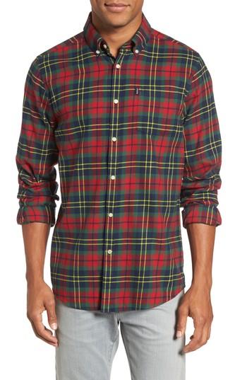 Men's Barbour Finley Regular Fit Check Twill Shirt, Size - Blue