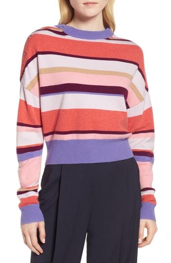 Women's Lewit Stripe Cashmere Blend Sweater - Pink