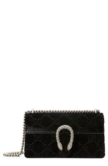 Gucci Small Dionysus Gg Velvet Shoulder Bag - Black