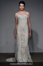 Women's Anna Maier Couture Lyon Strapless Lace Column Gown, Size - White