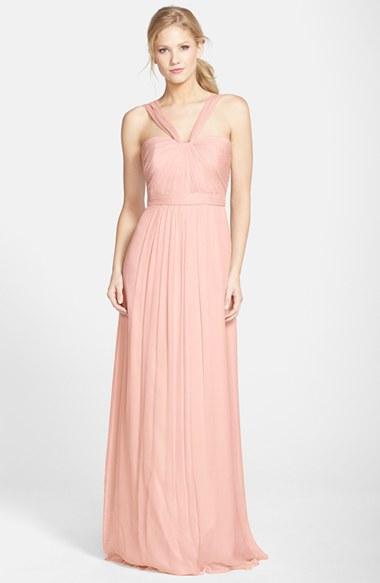 Women's Amsale X-strap Silk Chiffon Gown