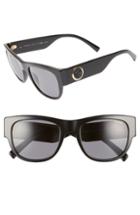 Women's Versace 55mm Square Sunglasses - Black/ Black Solid