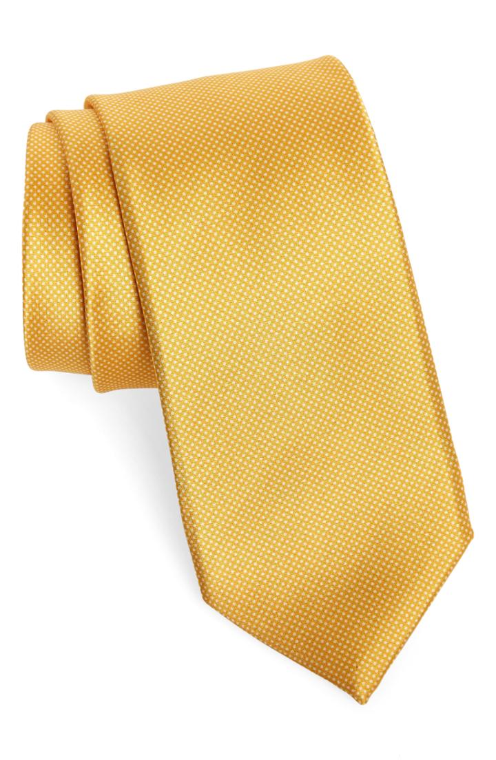 Men's Nordstrom Men's Shop Spots Silk Tie, Size - Yellow