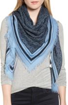 Women's Tory Burch T Core Square Wool Scarf, Size - Blue