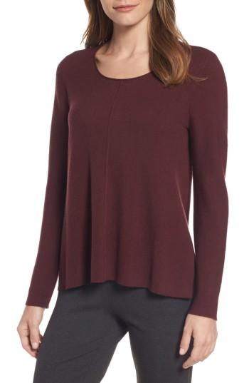 Women's Eileen Fisher Merino Wool Pullover, Size - Red