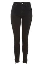 Women's Topshop Jamie Side Lace-up Skinny Jeans X 30 - Black