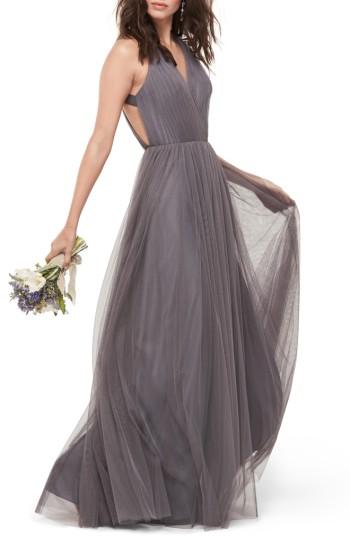 Women's Wtoo Bobbinet Halter Gown - Grey