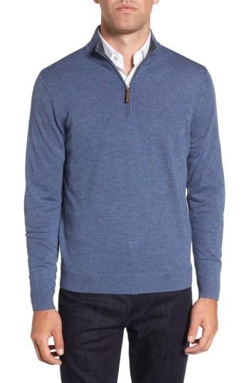 Men's Nordstrom Men's Shop Quarter Zip Wool Pullover - Blue