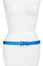 Women's Elise M. Trevor Perforated Leather Hip Belt - Blue