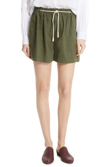 Women's Vince Rope Tie Linen Blend Shorts - Green