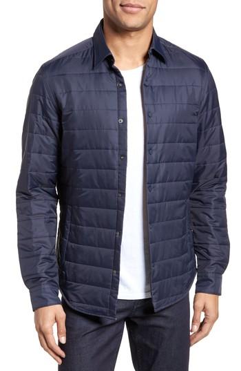 Men's Boss Landolfo Regular Fit Quilted Shirt Jacket - Blue