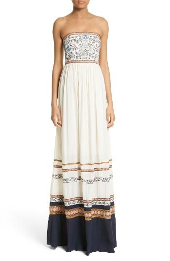 Women's Alice + Olivia Quyen Embroidered Maxi Dress - Ivory