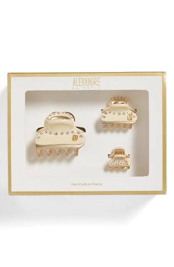 Alexandre De Paris Vendome Set Of 3 Hair Clips, Size - Ivory