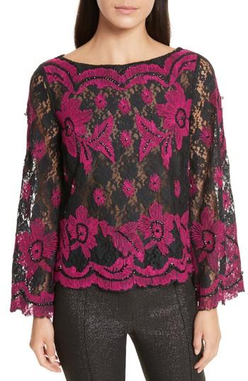 Women's Tracy Reese Embroidered Crop Tee - Black