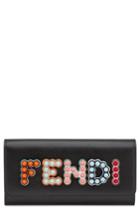 Women's Fendi Fun Fair Leather Wallet On A Chain - Black