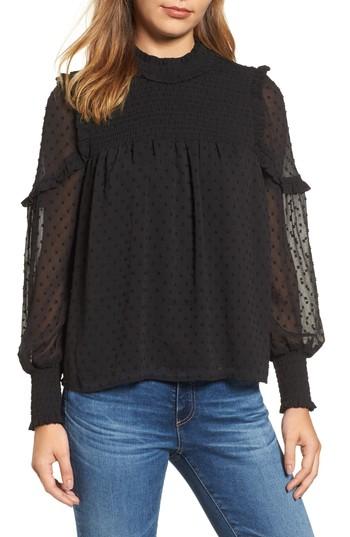 Women's Halogen Swiss Dot Top - Black