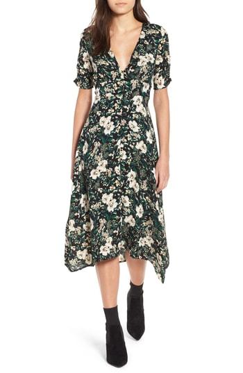 Women's Astr The Label Button Front Midi Dress - Green