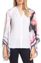 Women's Ted Baker London Painted Posie Silk Cape Scarf, Size - Pink