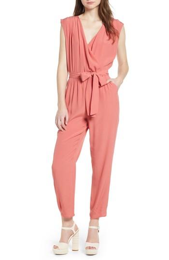 Women's Leith Faux Wrap Jumpsuit - Coral