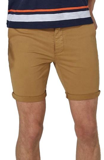 Men's Topman Stretch Skinny Chino Shorts - Yellow