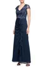 Women's Alex Evenings Embroidered Bodice Gown - Blue