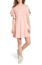 Women's Bp. Stonewash Ruffle Trim Dress, Size - Pink