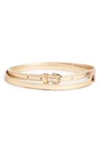 Women's Dries Van Noten Skinny Metallic Leather Belt - Silver