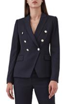 Women's Reiss Y Double Breasted Wool Blend Jacket