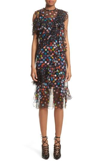 Women's Givenchy Vintage Dots Print Silk Chiffon Dress