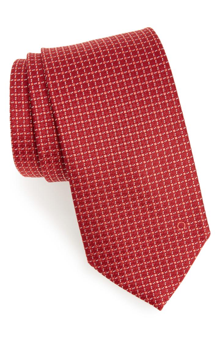 Men's Salvatore Ferragamo Geometric Jacquard Silk Tie, Size - Red