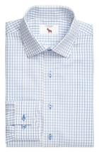 Men's Lorenzo Uomo Trim Fit Textured Check Dress Shirt .5 - 32 - Blue