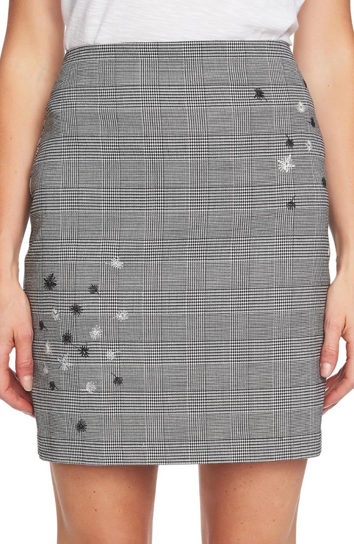 Women's Cece Glen Plaid Embroidered Miniskirt