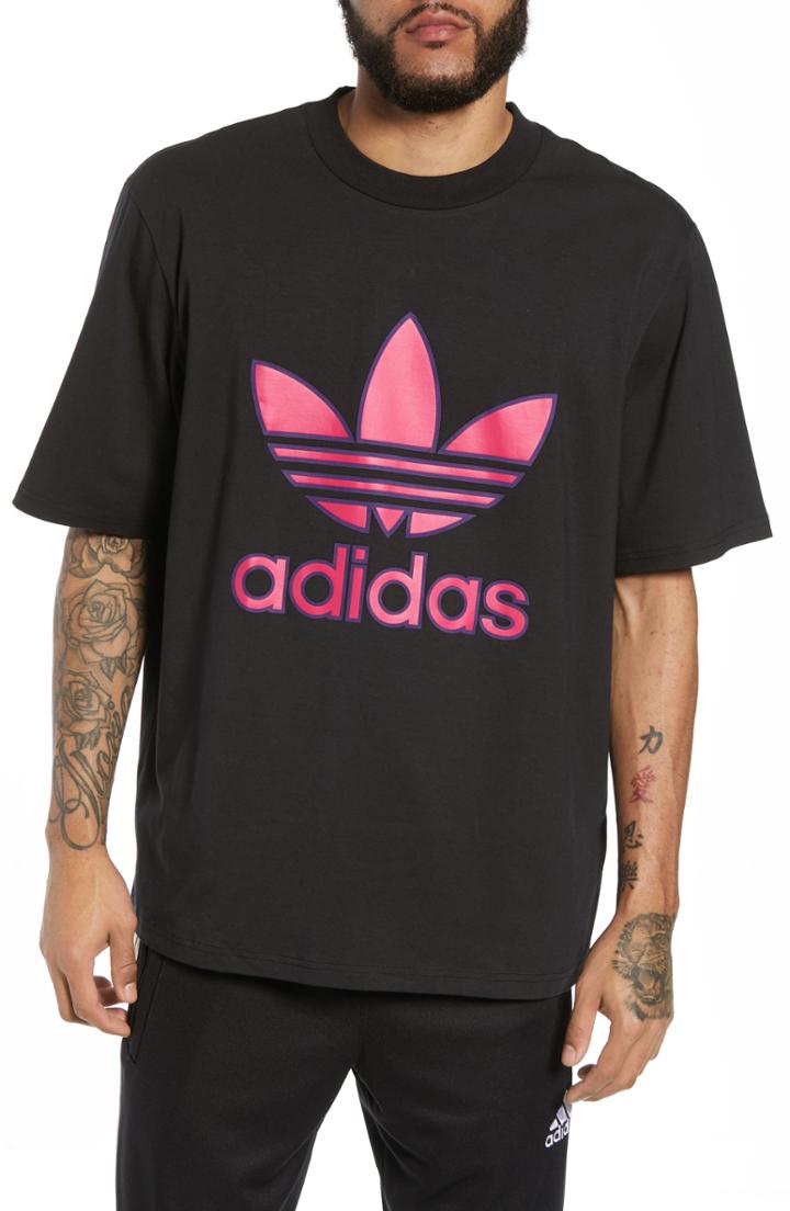 Men's Adidas Originals Large Trefoil Boxy T-shirt - Black