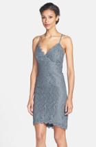 Women's Jim Hjelm Occasions V-neck Lace Sheath Dress - Grey
