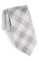 Men's Calibrate Tigrane Check Silk & Cotton Tie, Size - Grey