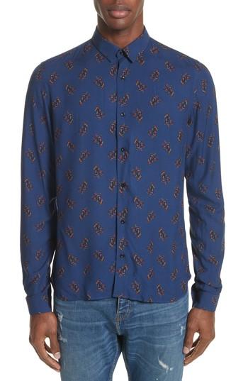 Men's The Kooples Print Woven Shirt - Blue