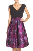 Women's Eliza J Mixed Media Fit & Flare Dress - Purple