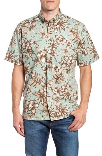 Men's Reyn Spooner Onishi Garden Fit Sport Shirt, Size Small - Green