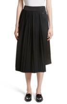 Women's Loewe Pleated Panel Skirt -6 Us / 38 Fr - Black