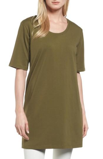 Women's Eileen Fisher Stretch Organic Cotton Jersey Tunic, Size - Green