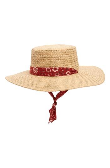 Women's Madewell Bandana Trim Straw Hat - Brown