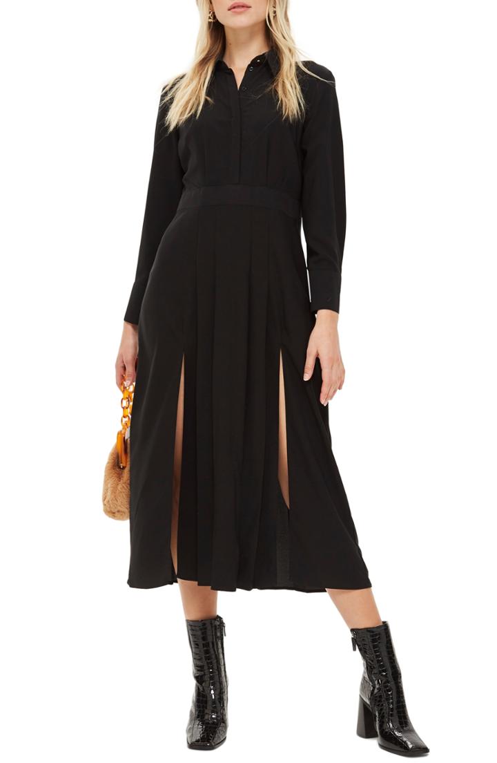 Women's Topshop Dot Print Dress Us (fits Like 6-8) - Black