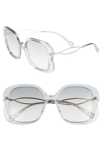 Women's Chloe Petal 56mm Rectangle Sunglasses - Brown/ Beige