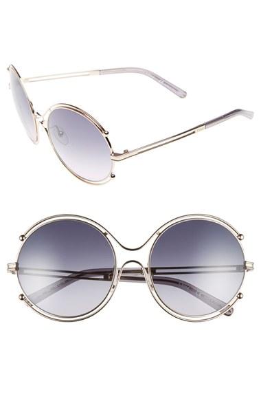 Women's Chloe 'isidora' 59mm Round Sunglasses - Gold/ Grey
