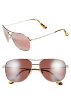 Women's Maui Jim Cliff House 59mm Polarizedplus2 Metal Aviator Sunglasses - Gold/ Maui Rose