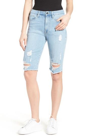 Women's Good American Destroyed Denim Bermuda Shorts