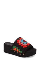 Women's Jeffrey Campbell Nonna Crocheted Platform Slide Sandal M - Black