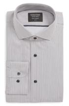Men's Nordstrom Men's Shop Tech-smart Trim Fit Stretch Stripe Dress Shirt - 34/35 - Grey